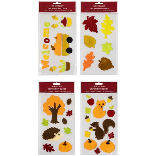 Double Sided Fall Harvest Gel Window Cling Set By Northlight in Brown | Michaels®